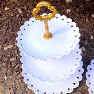 White & Gold 3 Level Dessert Tier